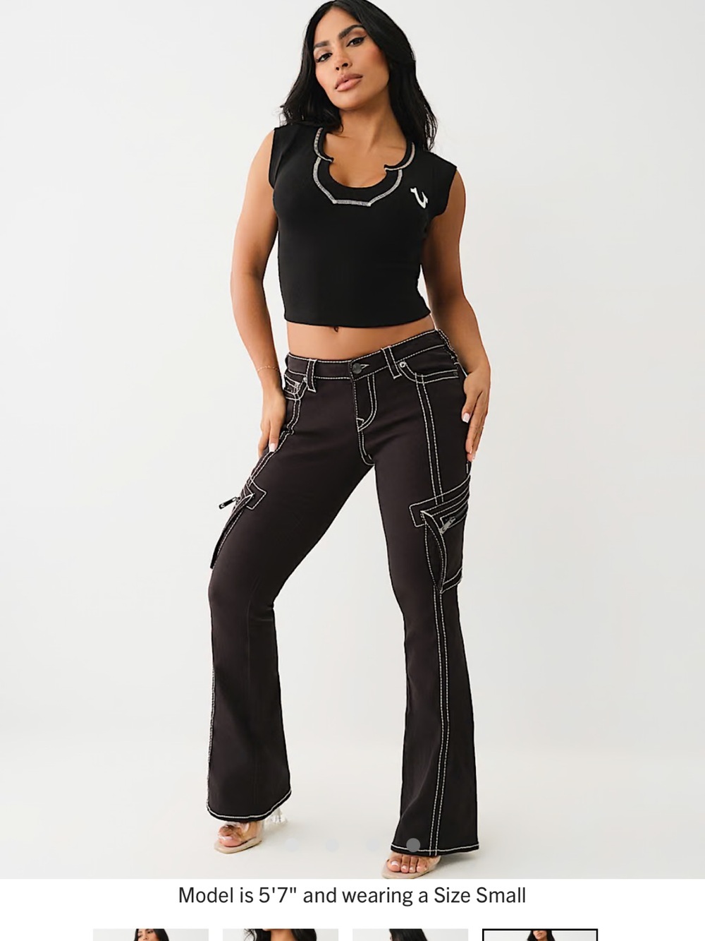 True Religion Horseshoe Cropped Notch Tee - Picture 4 of 7
